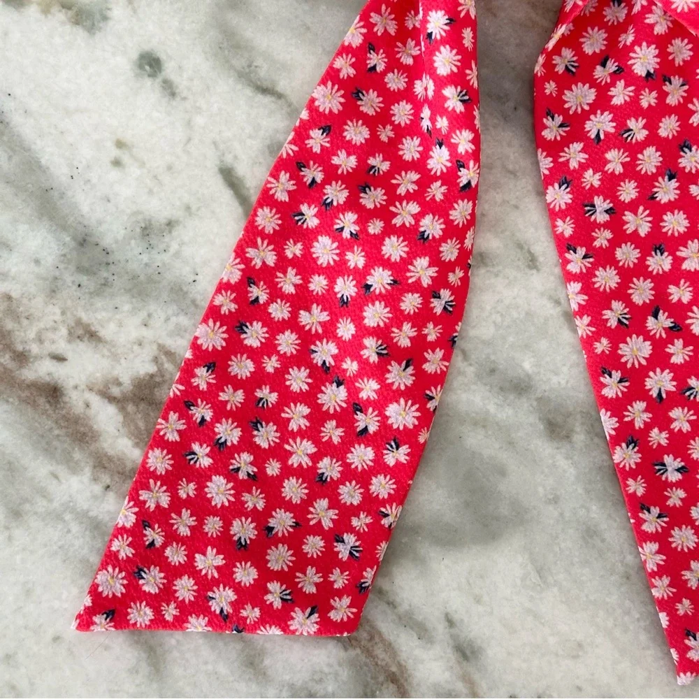 Floral Hair Scrunchie Bandana Ponytail Scarf - Red White & Blue